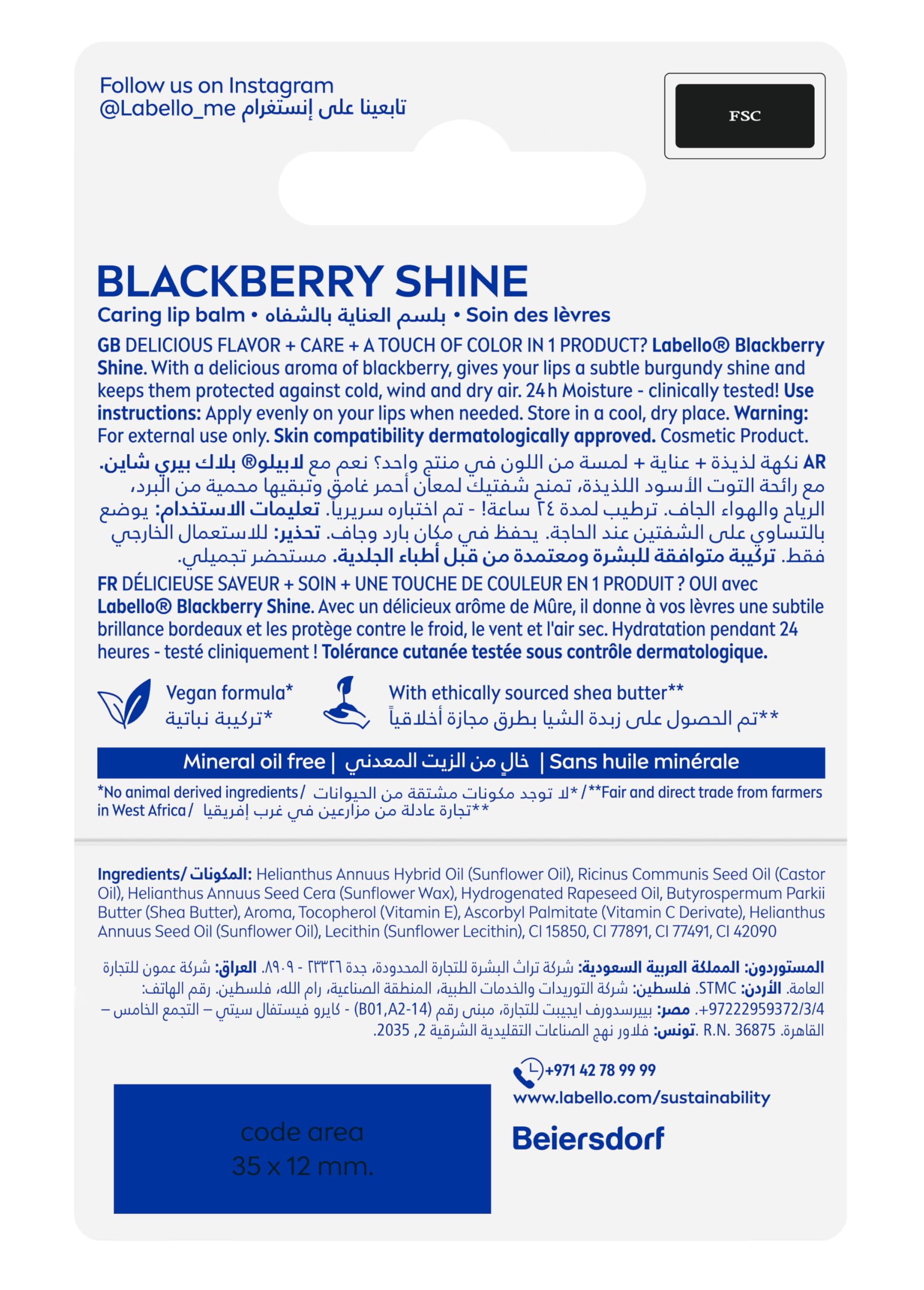 Twist mechanism ready to apply Labello Blackberry Shine balm