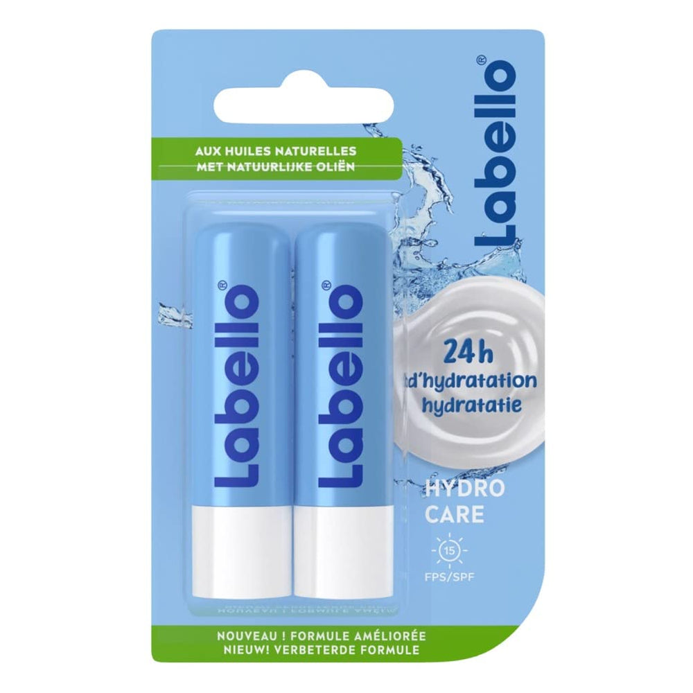Labello Hydro Care double-pack lip balm with SPF 15 for daily lip protection