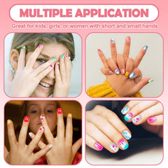 Labeol nails with cute cartoon patterns in bright colors for playful designs