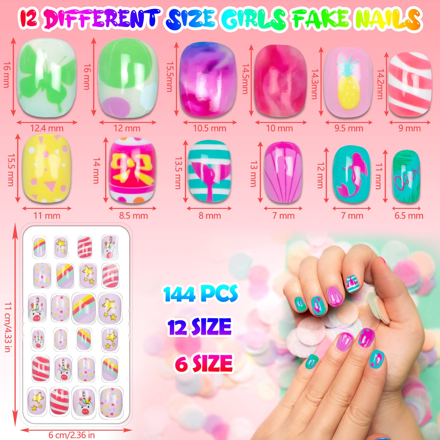 Labeol kids nail art patterns showcase six cute designs in bright colors