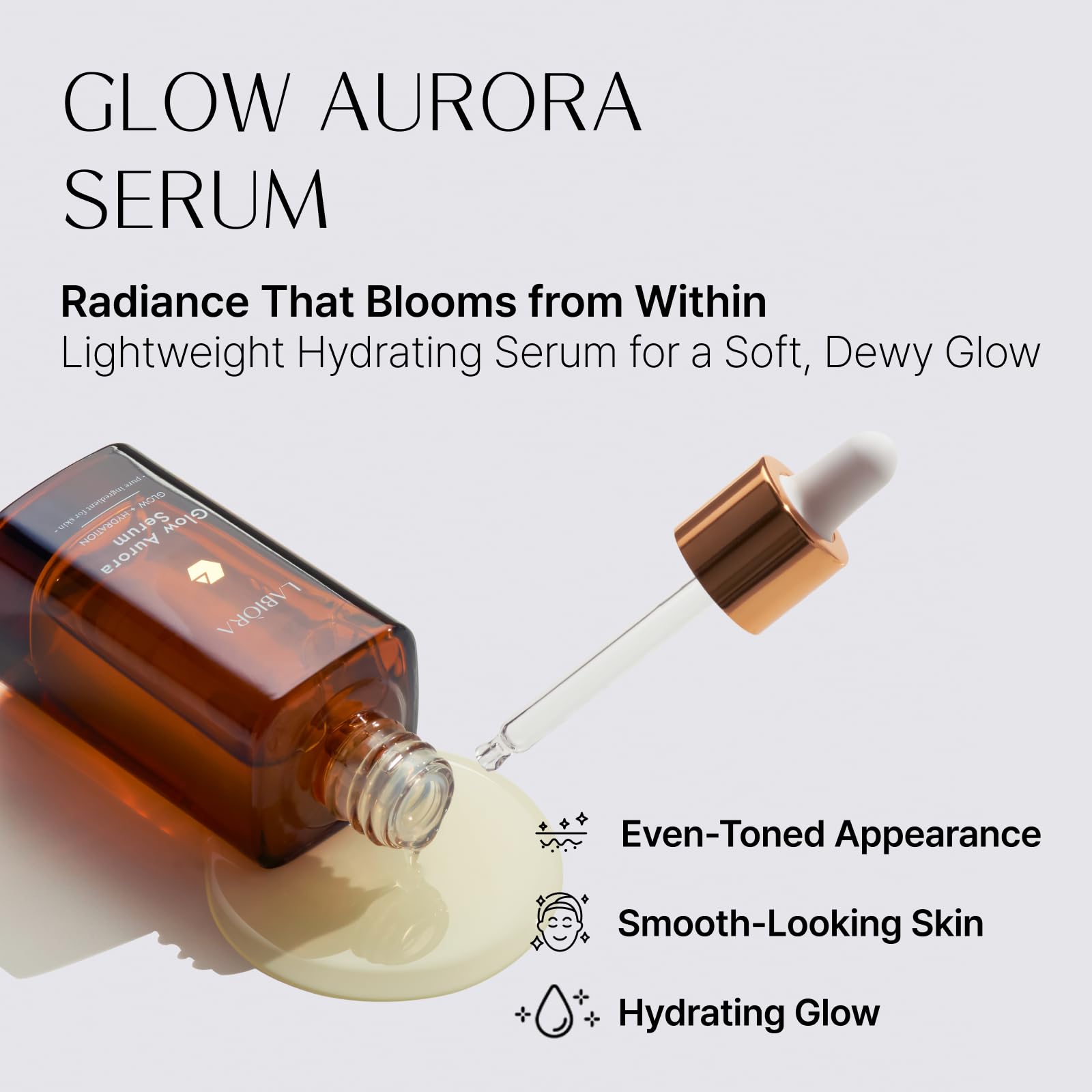 Labiora Glow Aurora Serum packaging box suggests premium, Korean-inspired skincare ritual.