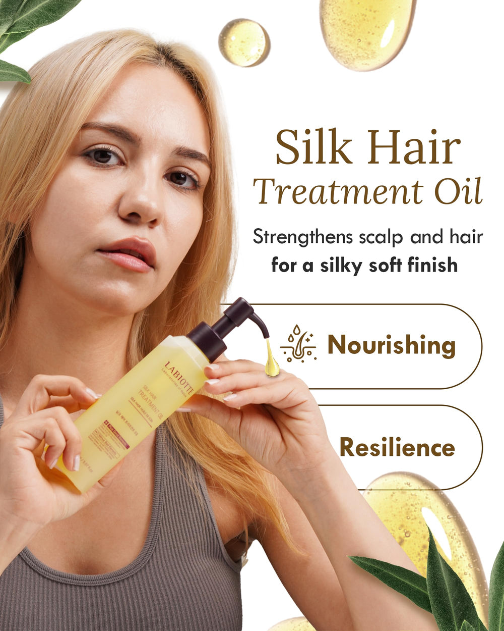 LABIOTTE Silk Oil creamy texture delivers rich nourishment for dry strands