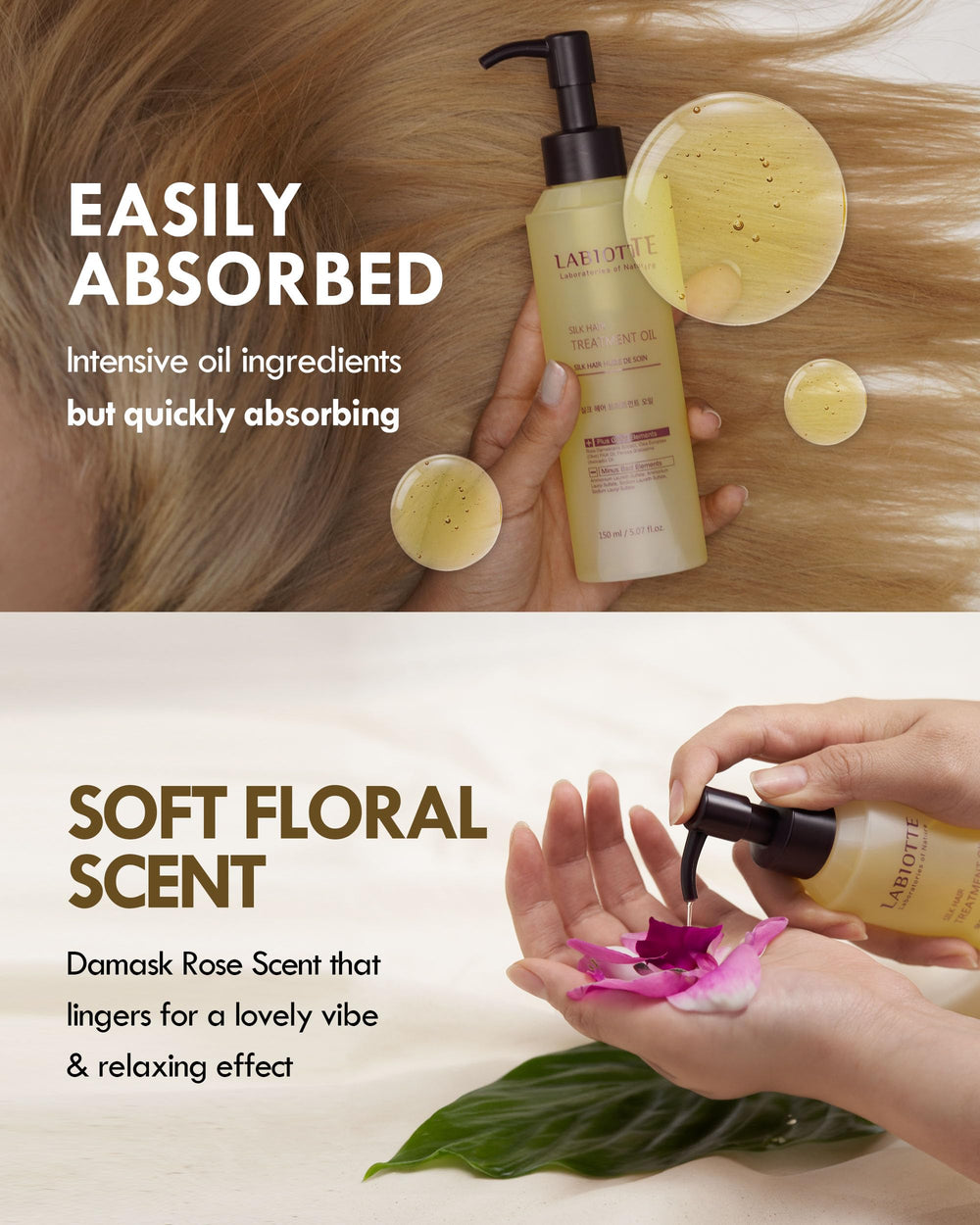LABIOTTE Silk Oil jojoba infusion supports smoothing and elasticity