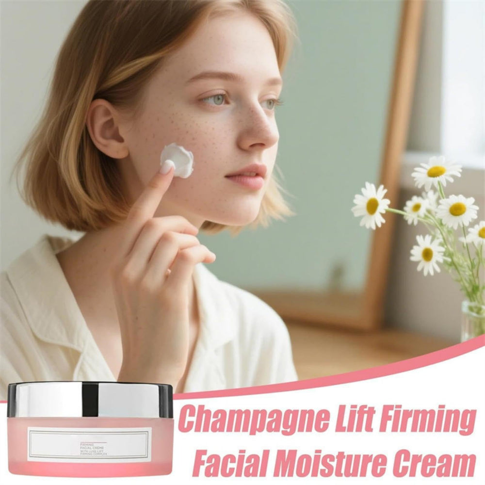 LABJD Champagne Lift Firming Cream applied to neck for subtle lift.