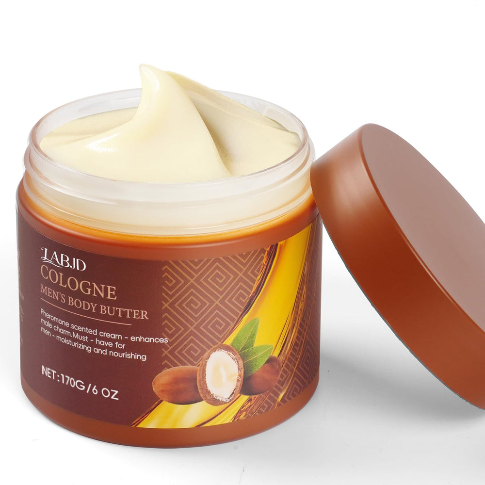 LABJD Cologne Body Butter texture close-up demonstrates a smooth, non-greasy finish
