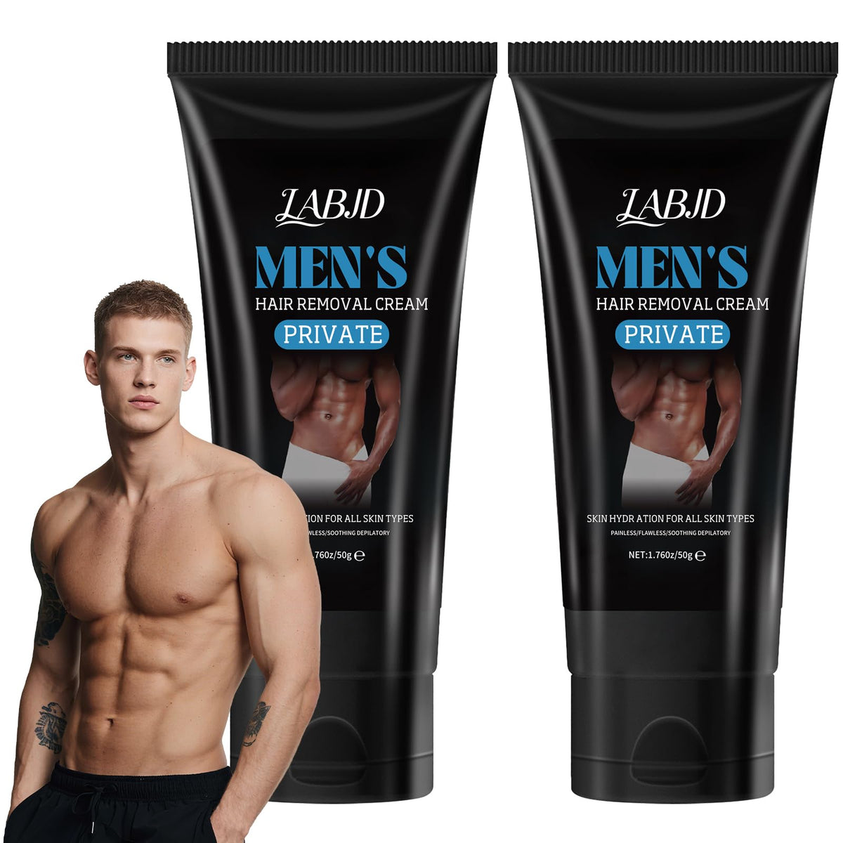 LABJD Intimate Hair Removal Cream applied to pubic area for quick, painless smoothness