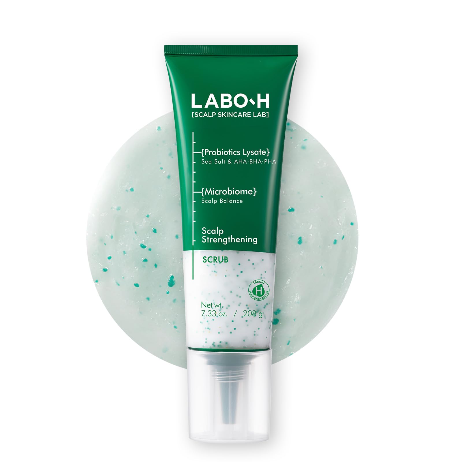 LABO-H scalp scrub close-up with rosemary and sea salt for soothing exfoliation.
