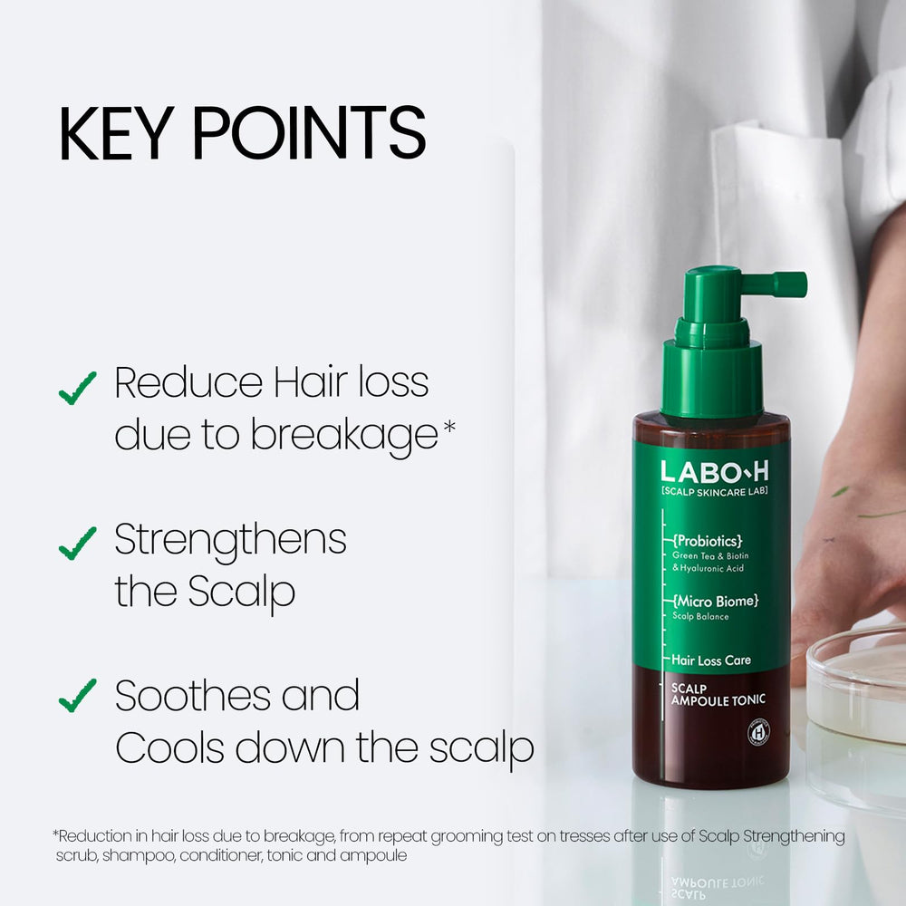 LABO-H bottle beside rosemary and peppermint for refreshing scalp care
