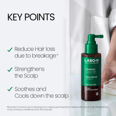 LABO-H bottle beside rosemary and peppermint for refreshing scalp care