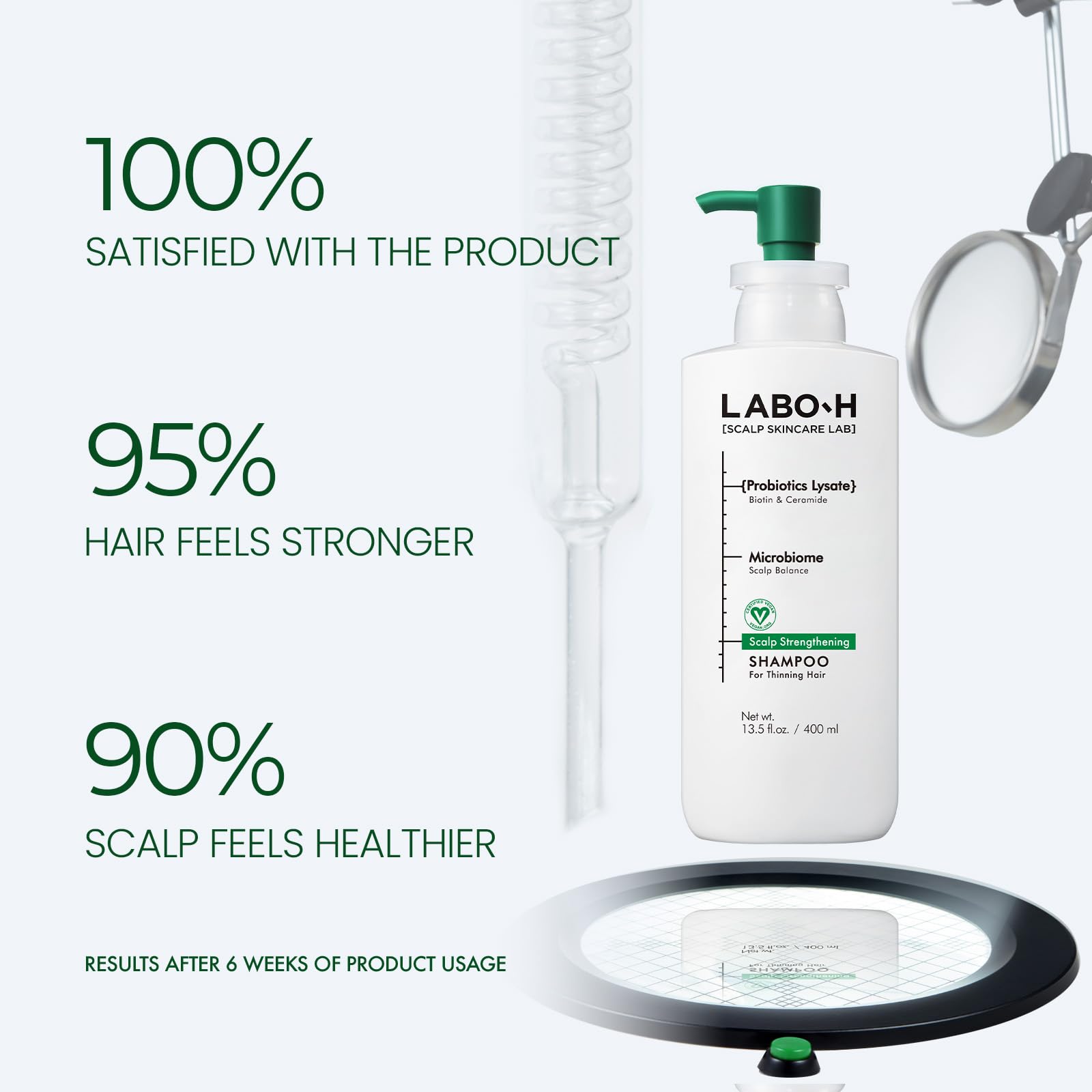 LABO-H Scalp Strengthening Shampoo rosemary oil detail suggesting refreshing aroma