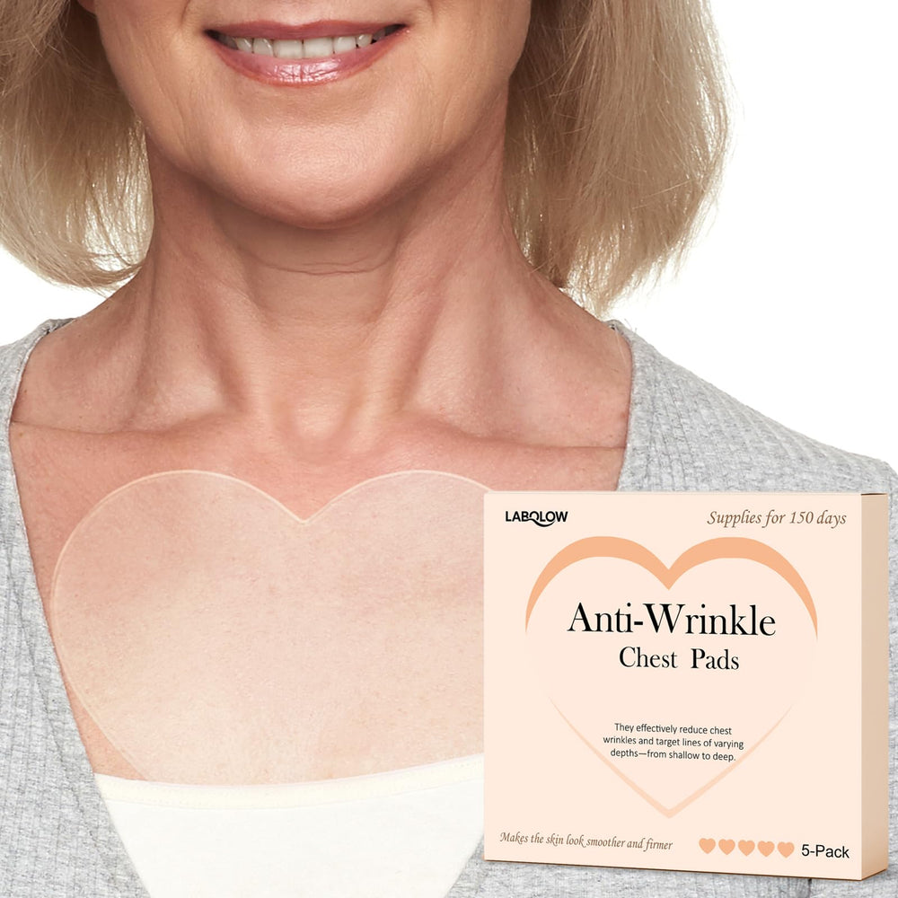 LABOLOW chest wrinkle patches in a 5-pack for overnight smoothing and hydration.