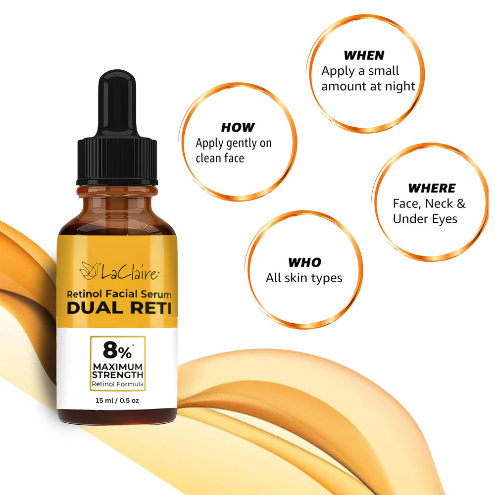 LaClaire face-neck application shows how the serum blends into skin for even tone.
