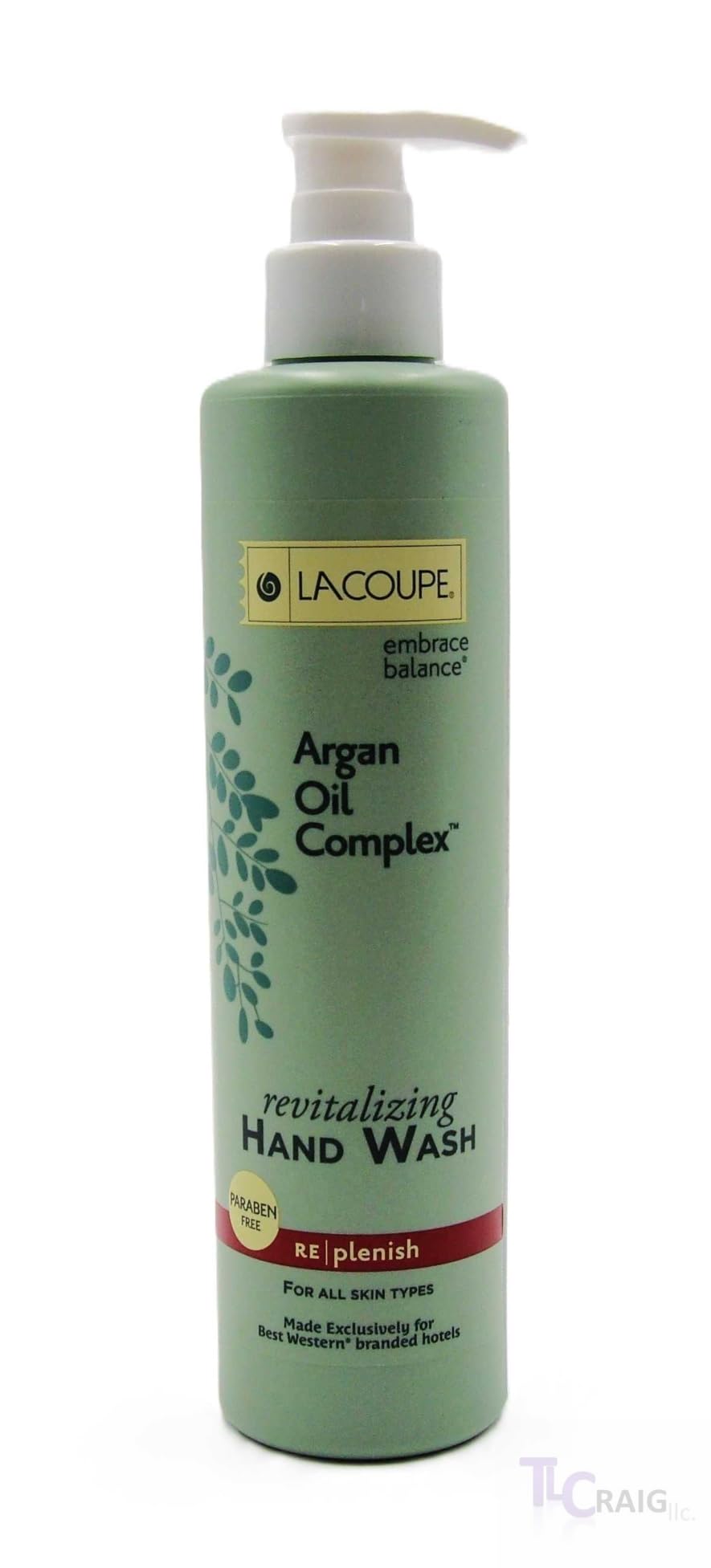 LACOUPE Embrace Balance bottle on sink, refreshing cleanse for busy hands.