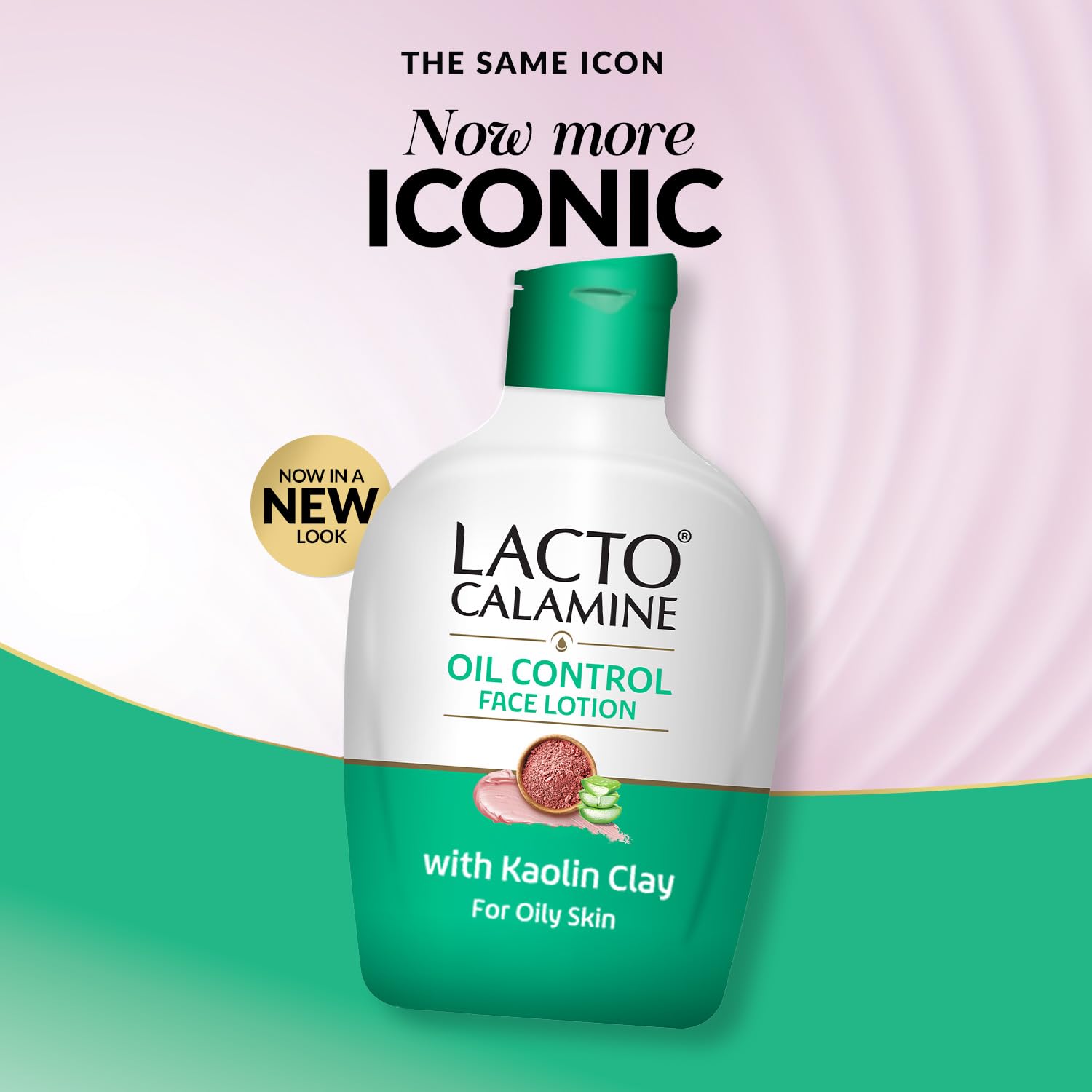 Lacto Calamine Oil Balance lotion texture close-up showing kaolin absorption.