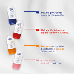 Creamy texture of Lactovit Reparador deodorant spreading smoothly on skin.