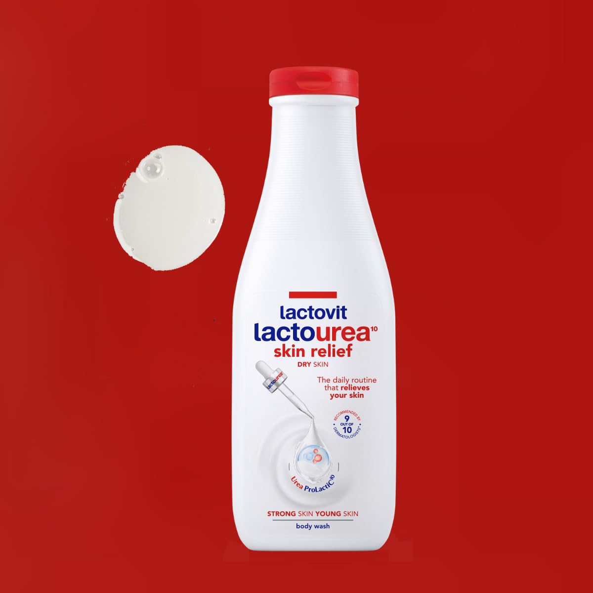 Lactovit LACTOUREA: présence d’acide lactique pour douceur cutanée.