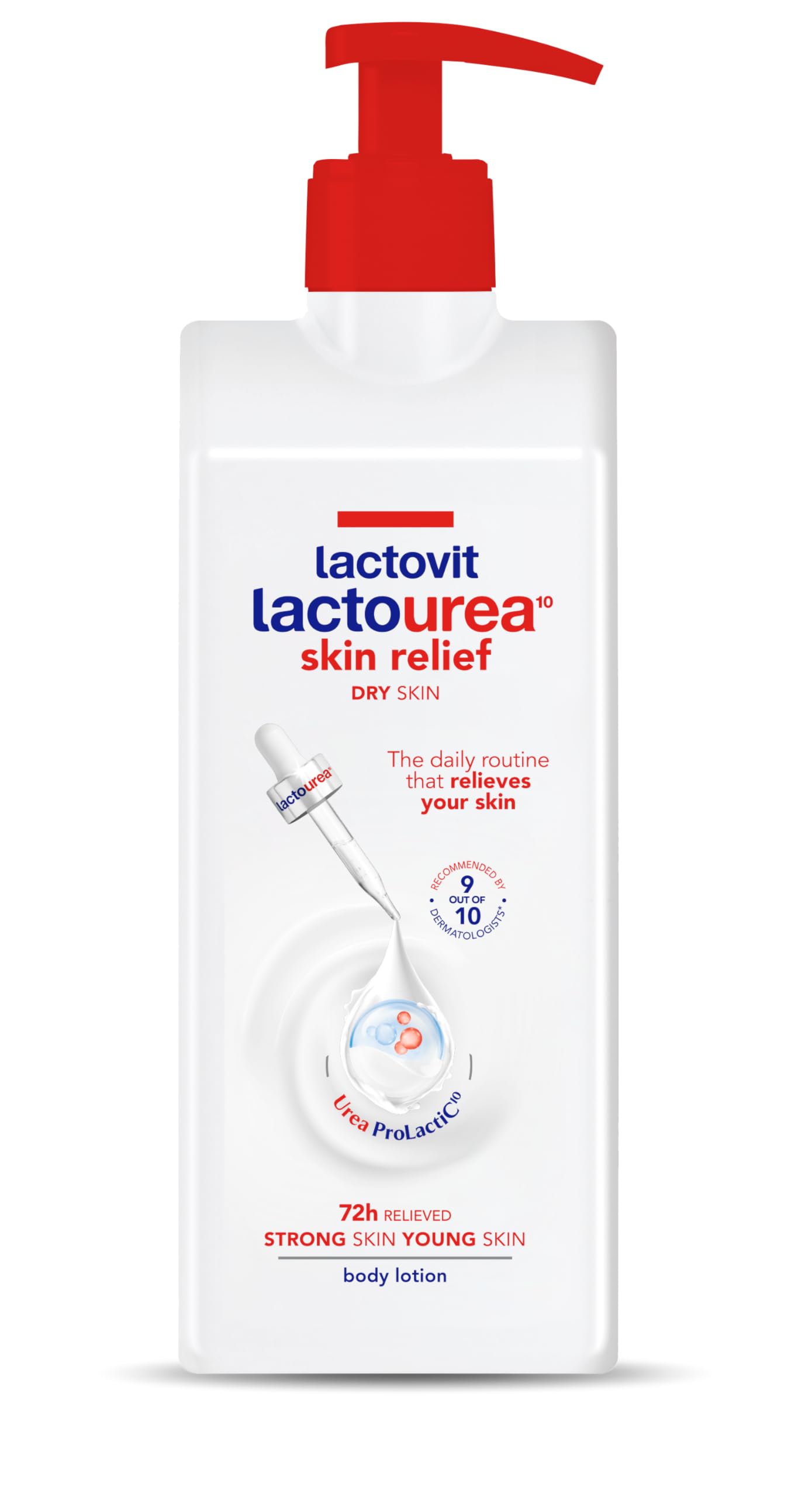 Lactovit Lactourea bottle pour for easy daily hydration.