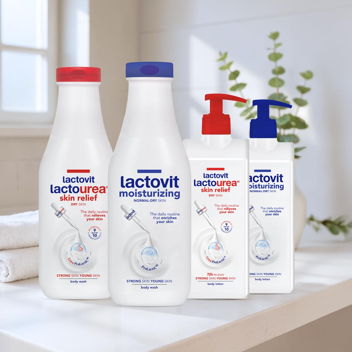 Lactovit Lactourea daily hydration demonstration for dry skin.