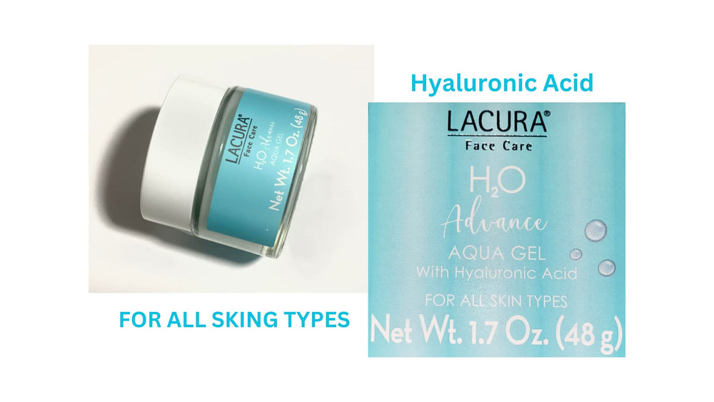 LACURA packaging front highlights all-season hydration suitable for various climates.