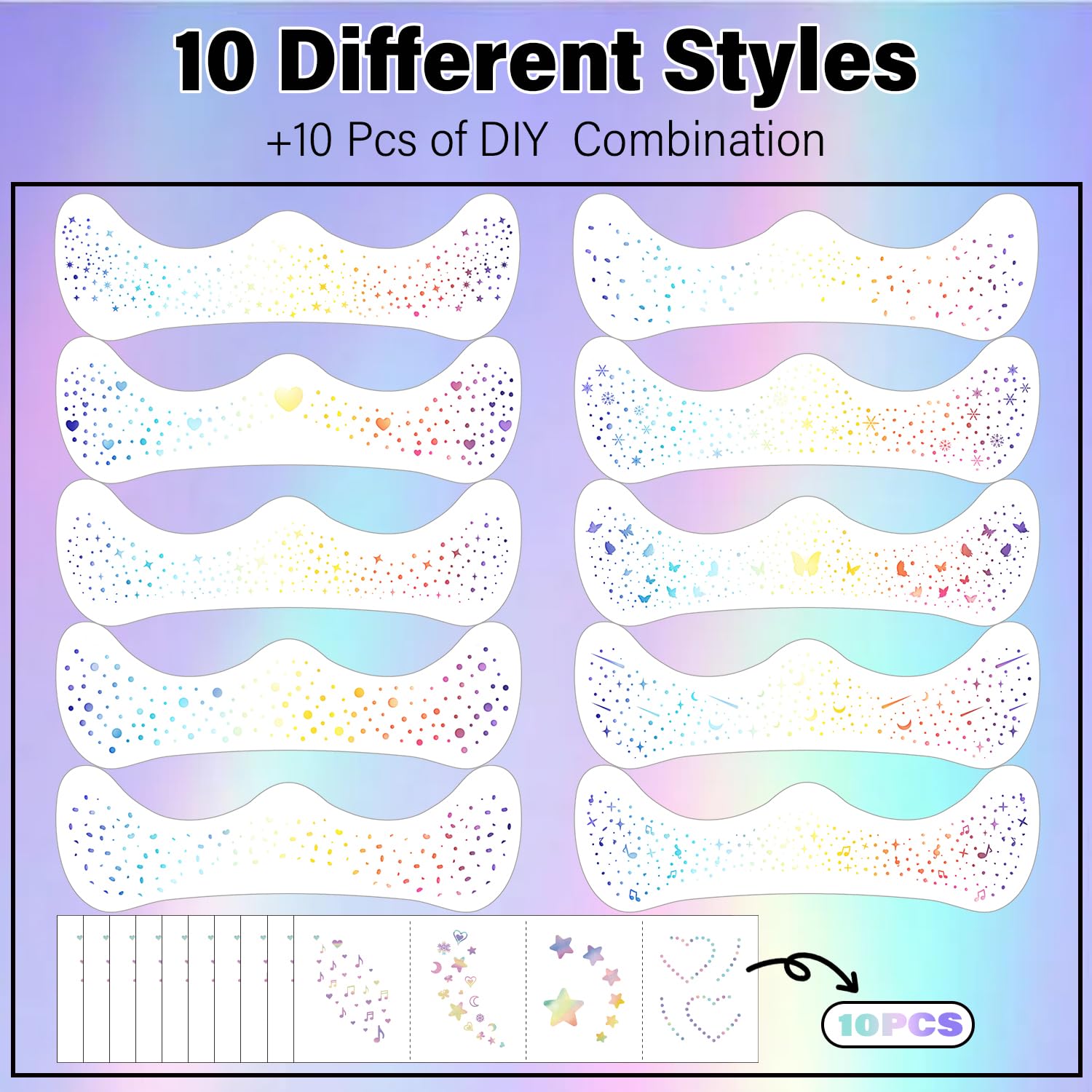 LADDYFOX mini glitter patches provide tiny, lasting embellishments for day-to-night looks