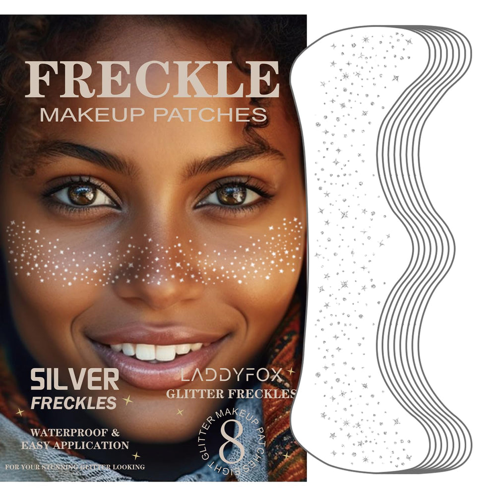 LADDYFOX silver glitter freckles patches for a dazzling festival look that lasts all day