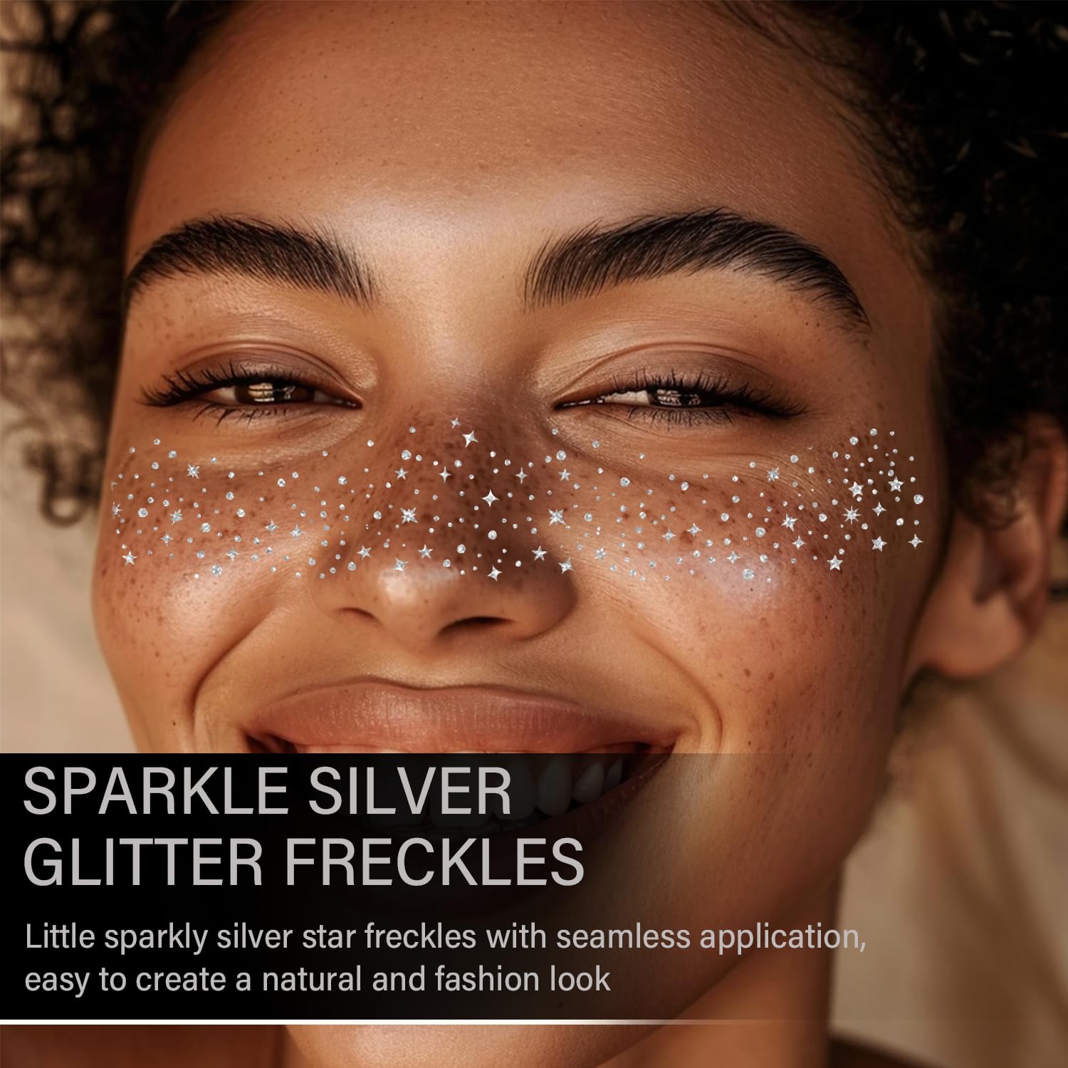 LADDYFOX shimmering silver freckles face tattoos add drama to your party look
