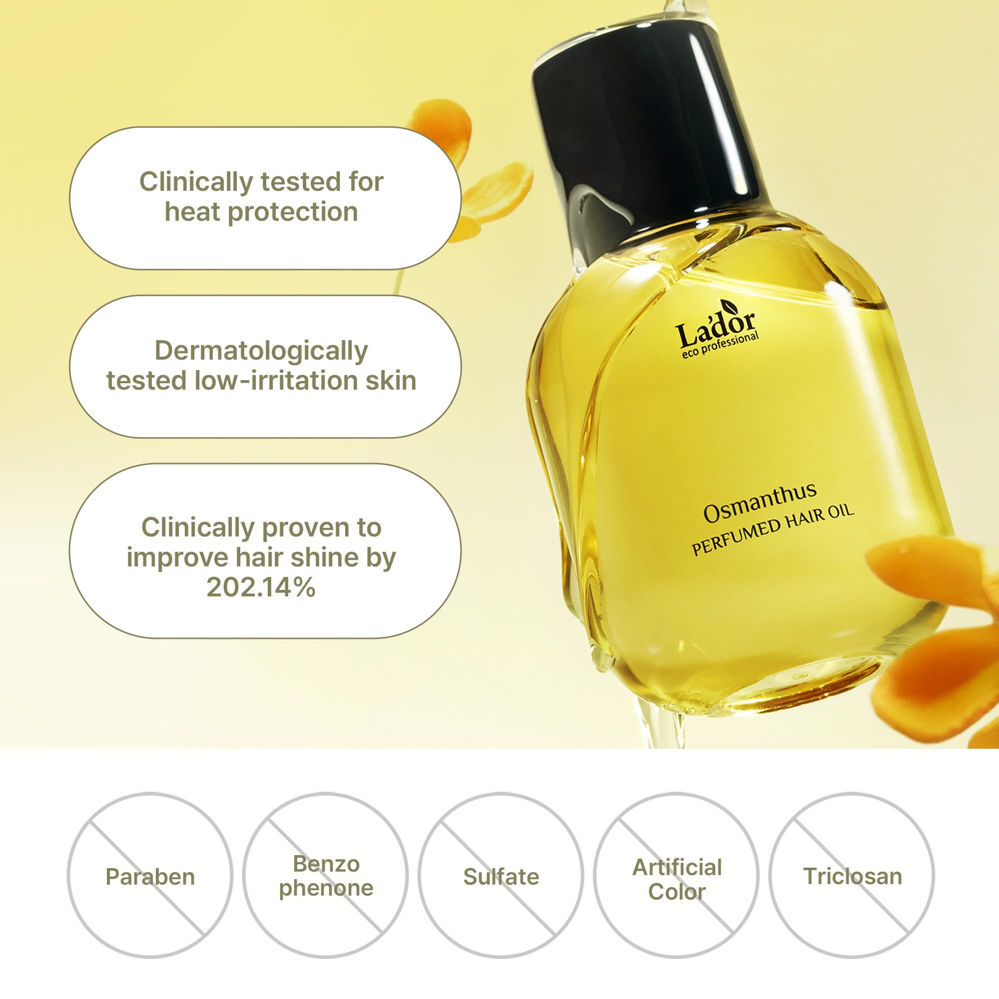 LA'DOR Hair Perfume Oil on bottle close-up for styling