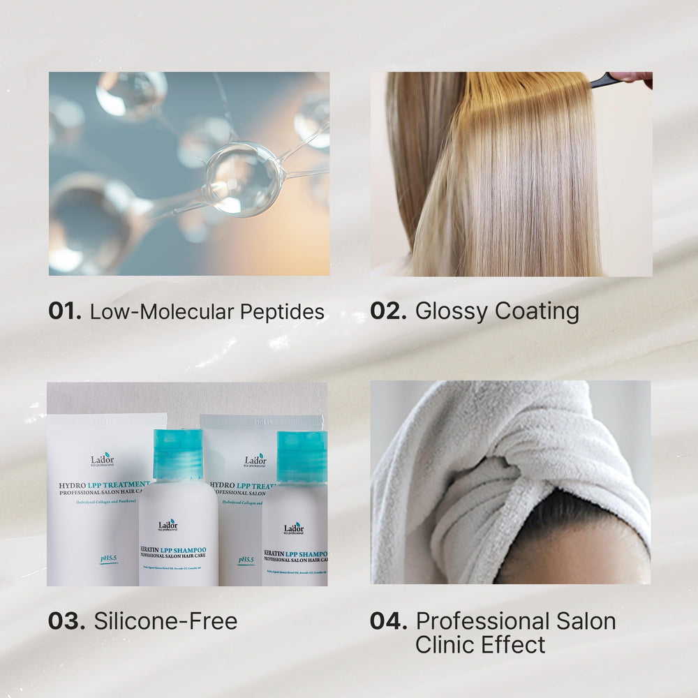 LA'DOR Hydro LPP treatment with cap indicates intensive 10-15 minute use for enhanced repair