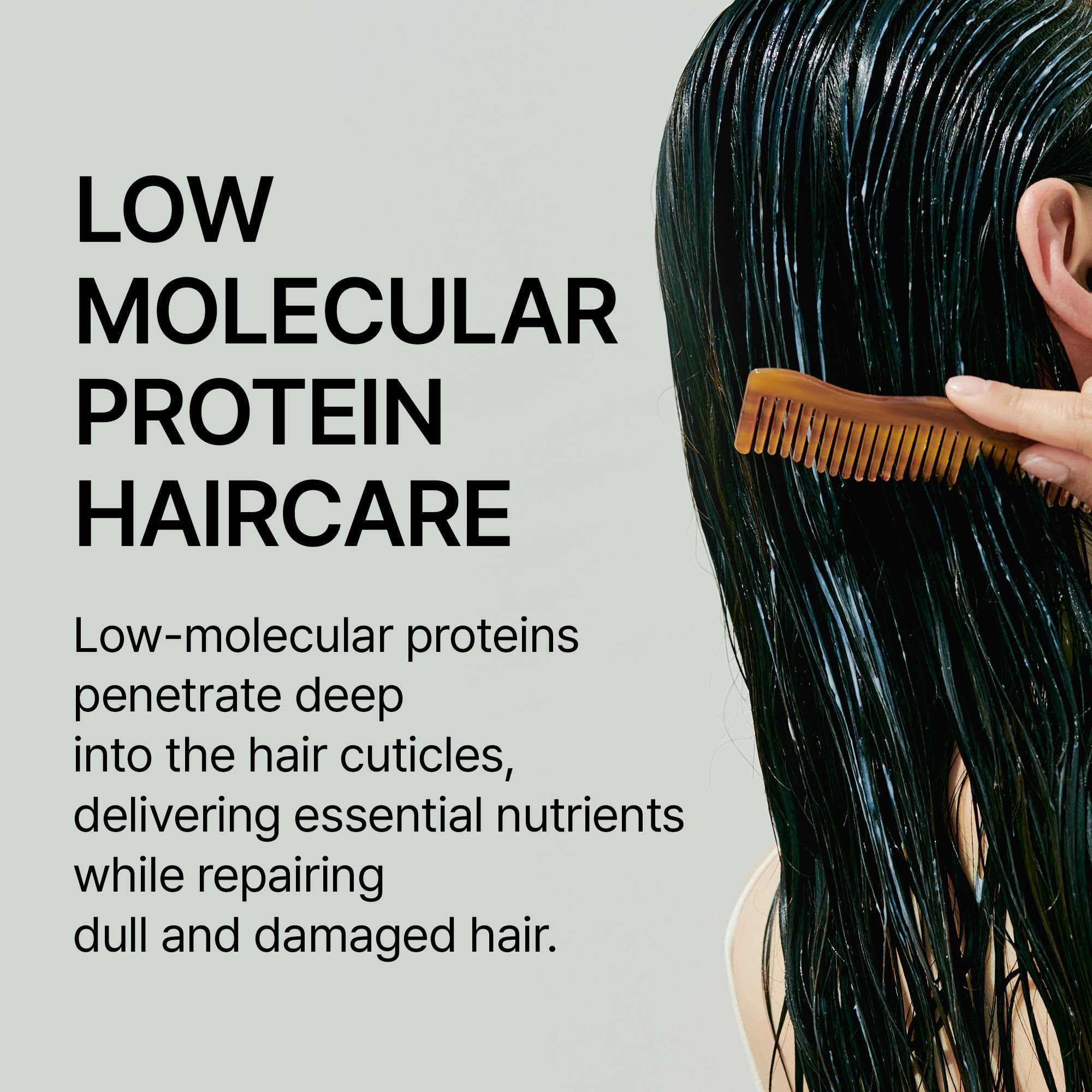 Smooth-aligned strands after use with LA'DOR Hydro LPP show improved manageability on dry hair