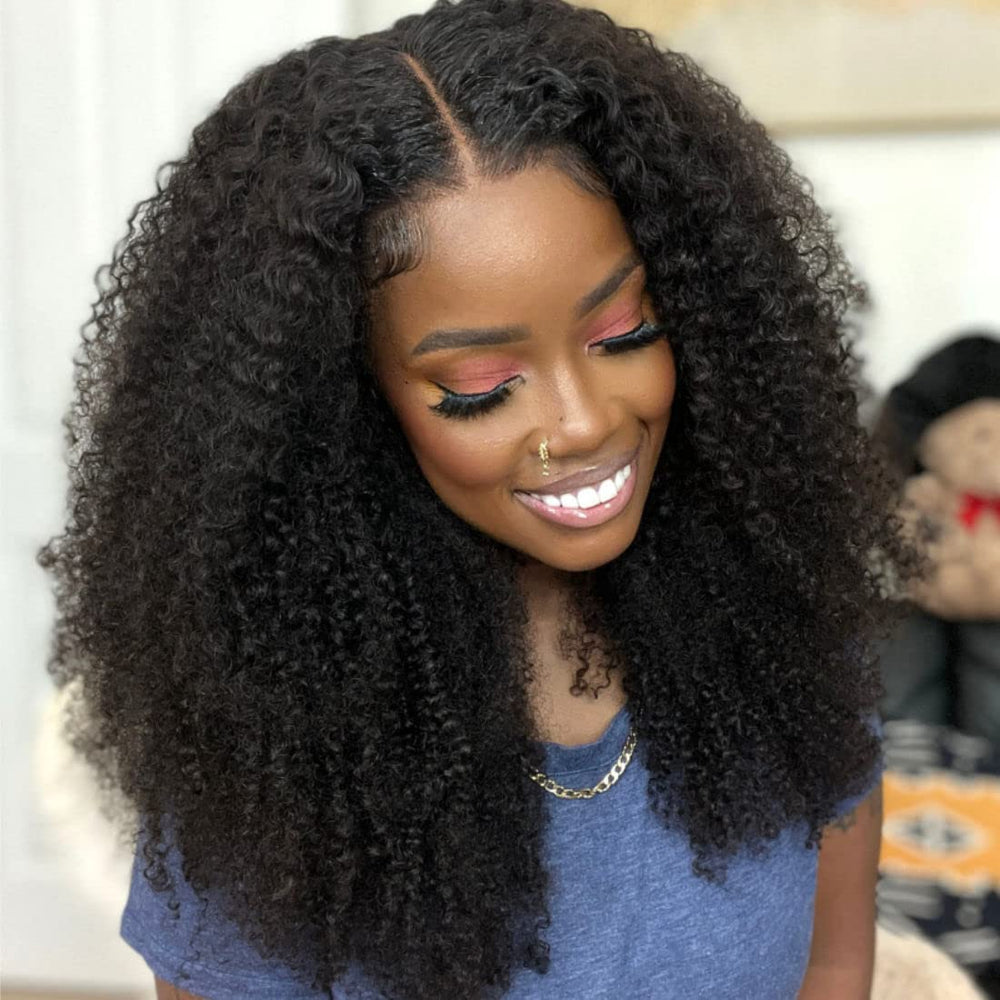 Ladoux 13x6 kinky curly lace front wig with natural-looking parting and hairline