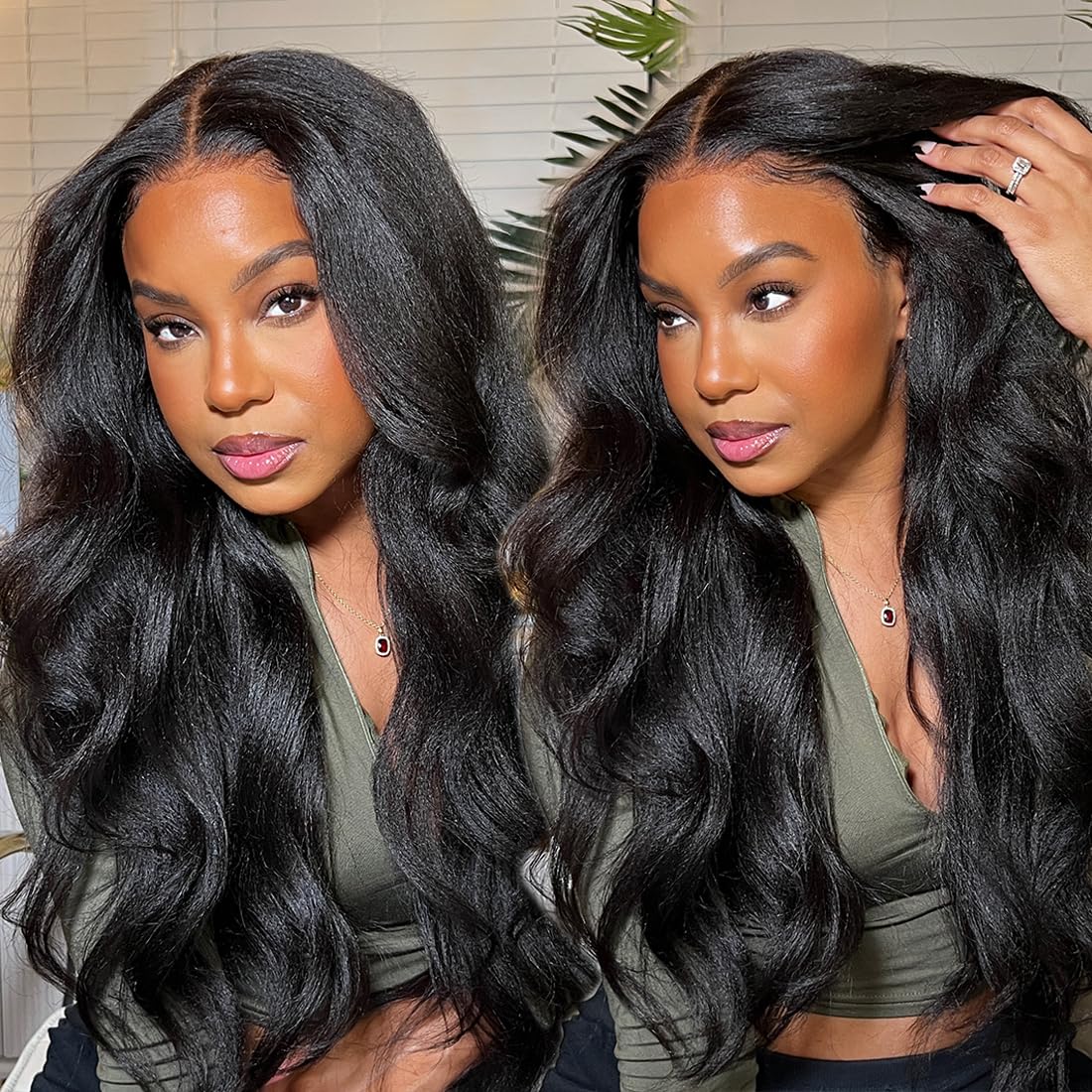 Ladoux 13x6 lace front kinky straight wig 20 inch with natural hairline for versatile styling