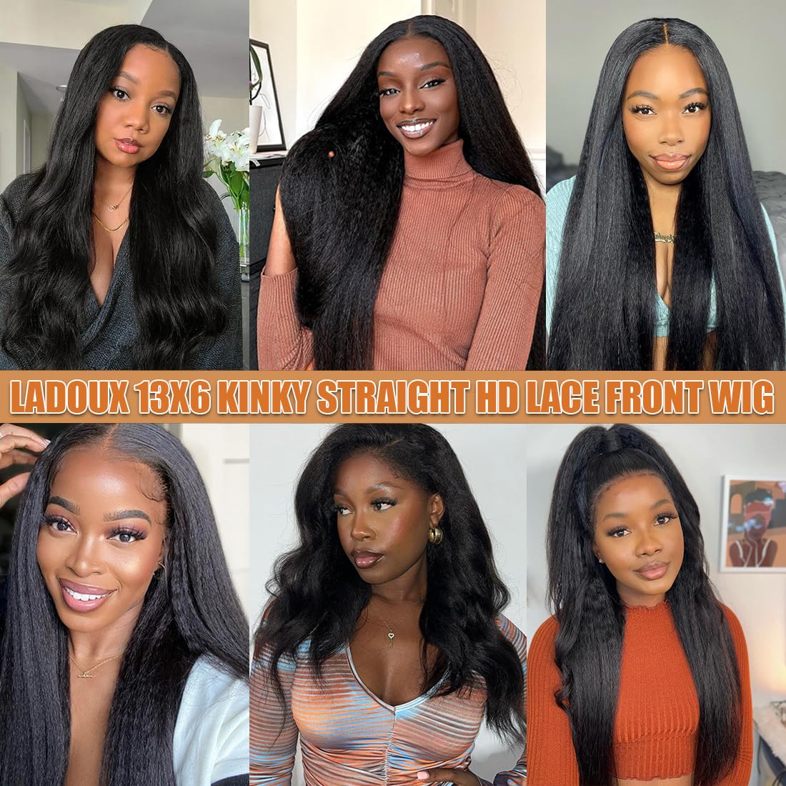 Ladoux 180 density yaki straight wig for full, voluminous look