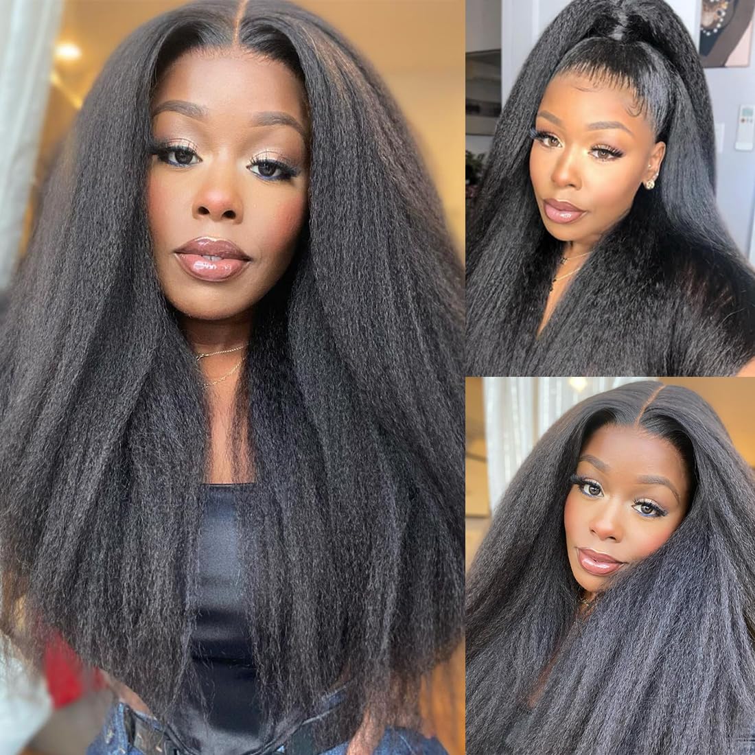 Ladoux 6 inch deep parting yaki straight wig for varied partings