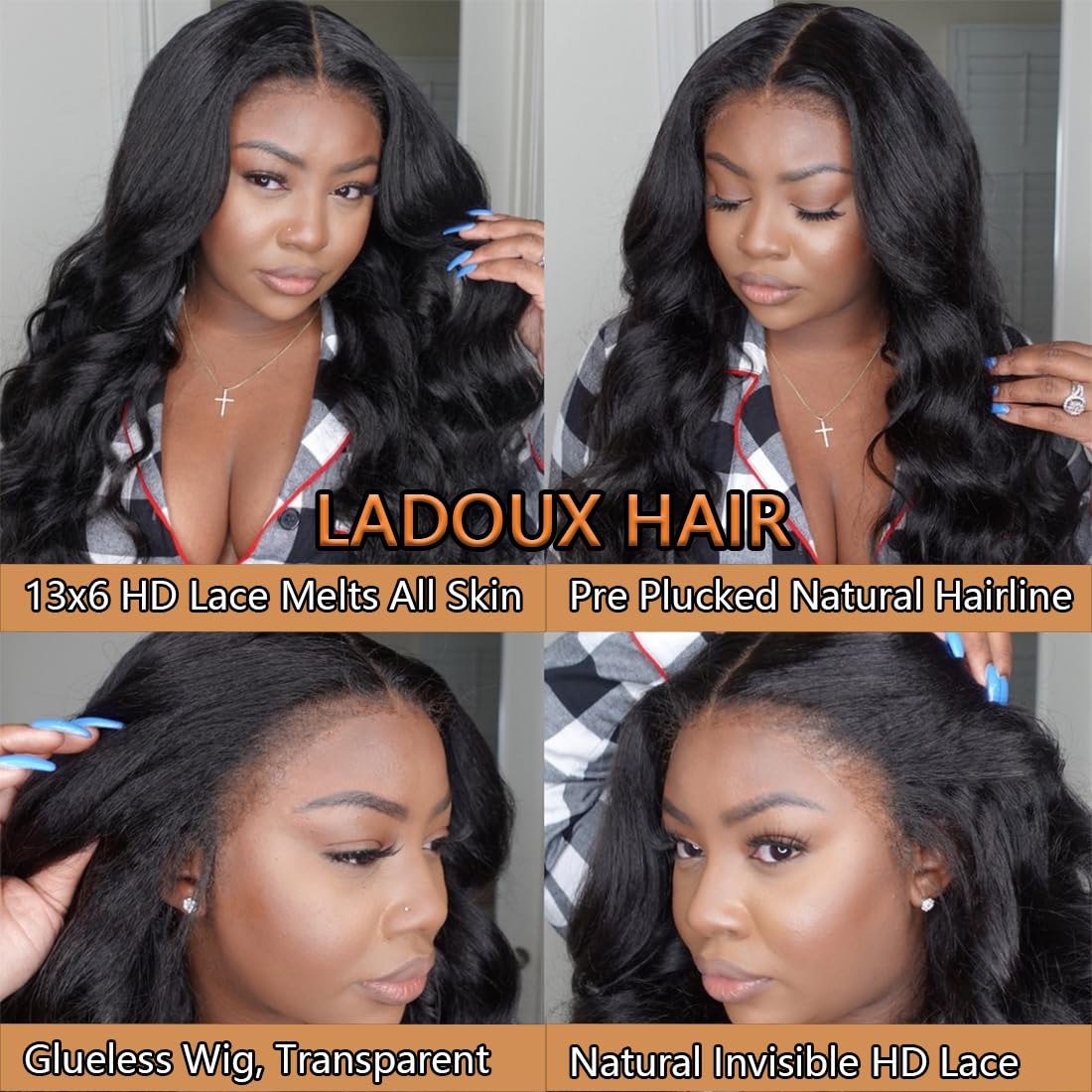 Ladoux pre-plucked baby hair wig ready to wear with natural perimeter