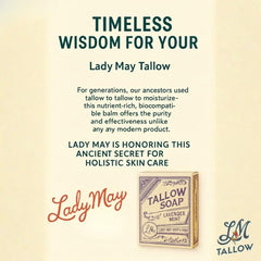 Lady May Tallow 3-pack packaging — versatile soap option for whole-body care.