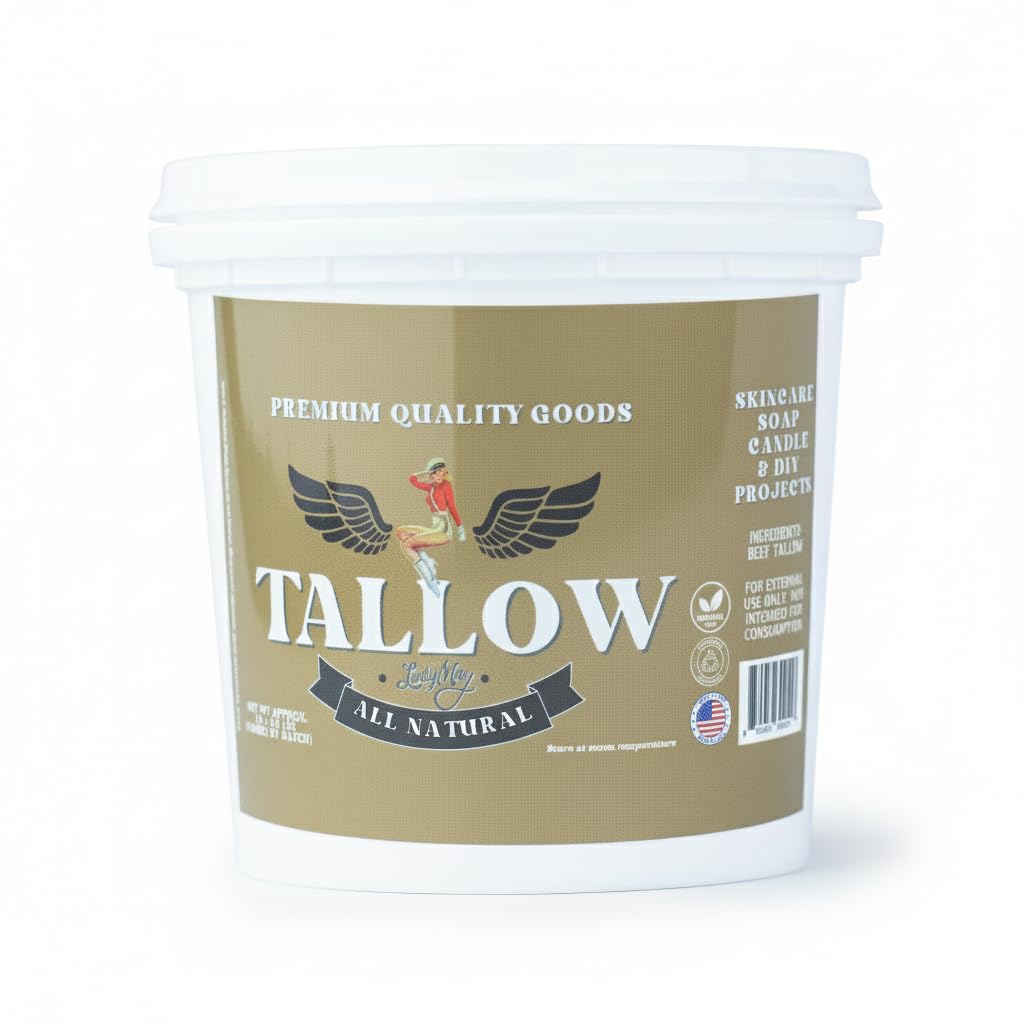 Lady May Tallow bulk 2lb bucket for DIY skincare and soap making.