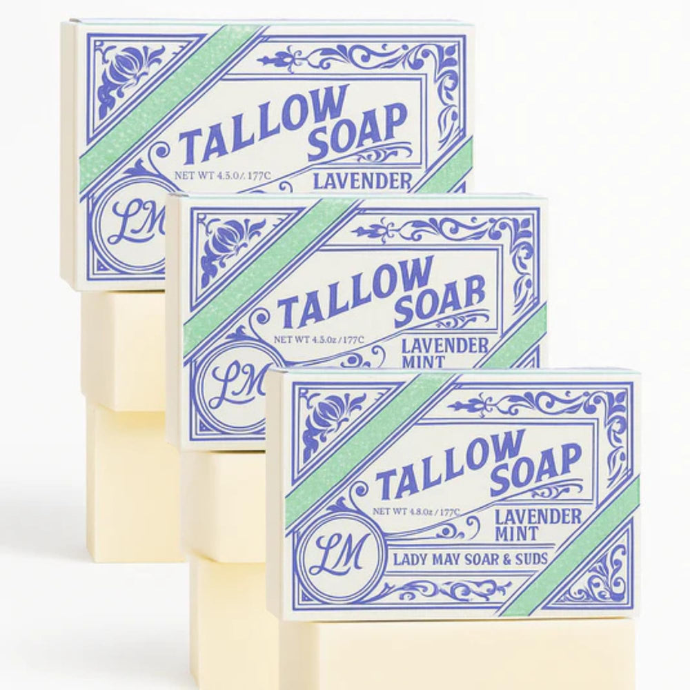 Lady May Tallow Lavender Mint bar — soothing cleanse with deep hydration.