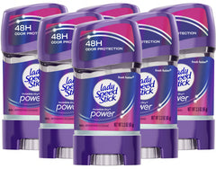 Lady Speed Stick Fresh Fusion invisible gel bottle shows long-lasting odor protection.