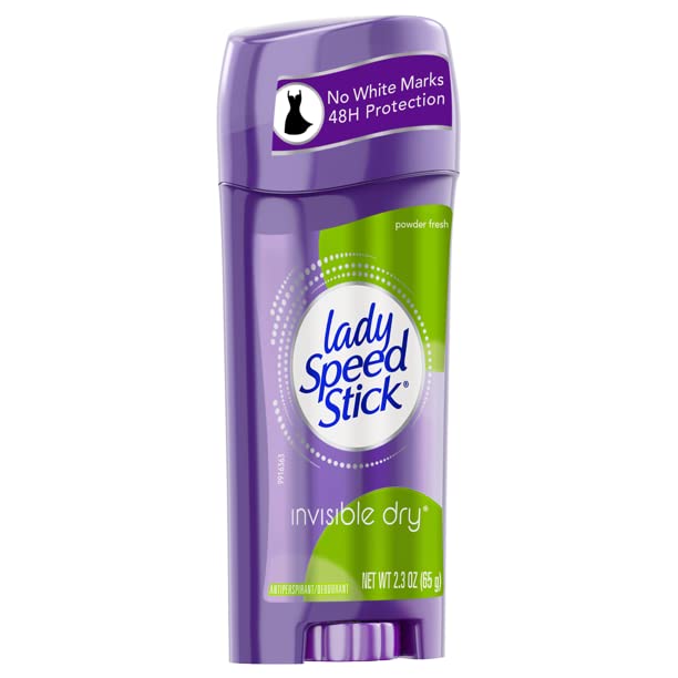 Lady Speed Stick Powder Fresh Invisible Dry travel-ready 3-pack for on-the-go freshness.