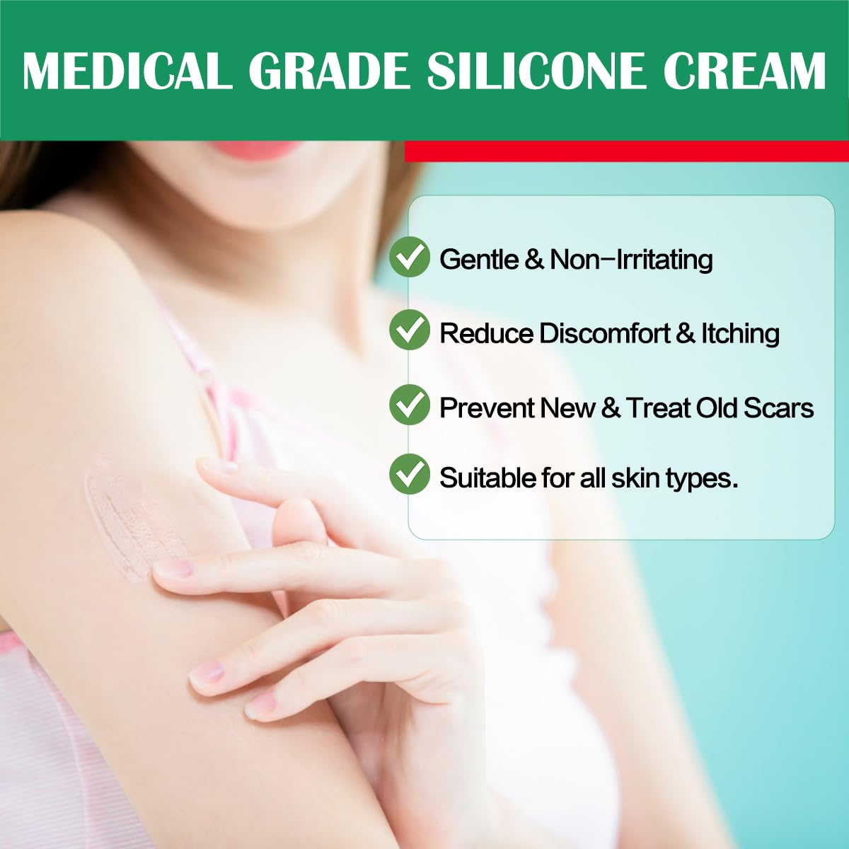 Ladygo Advance Scar Gel targets scar areas such as post-surgery and acne scars with silicone support