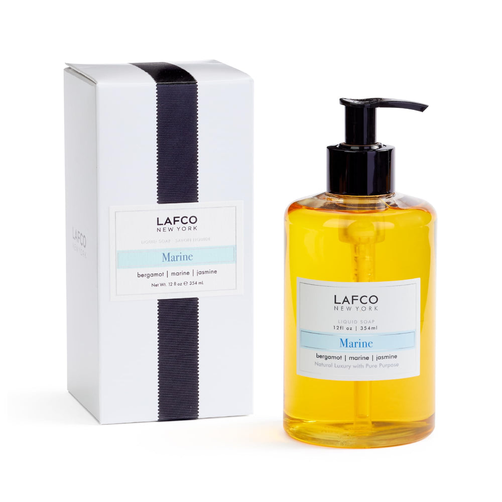 LAFCO New York Marine liquid soap bottle highlights hydrating, plant-based formula for daily hand care