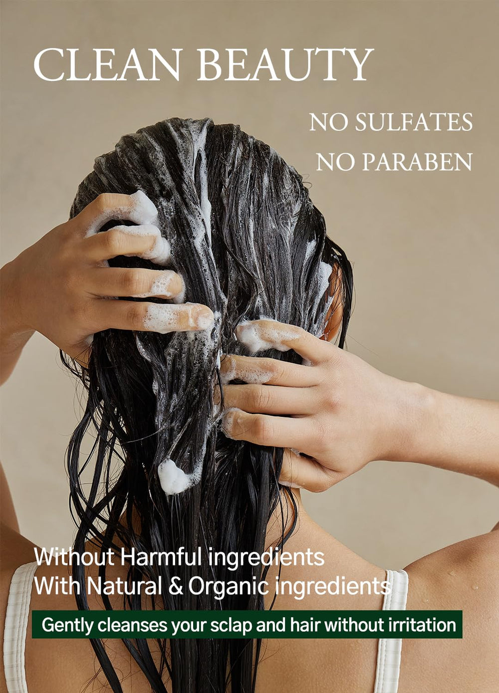 Applying laferme Laminaria Conditioner to damp hair for frizz control.