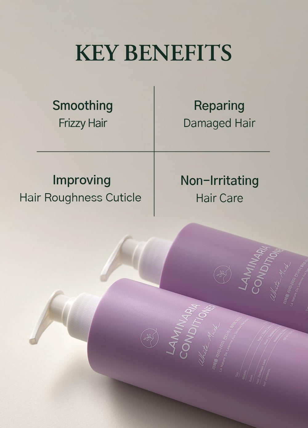Wet hair after applying laferme Laminaria Conditioner shows smooth, manageable shine.