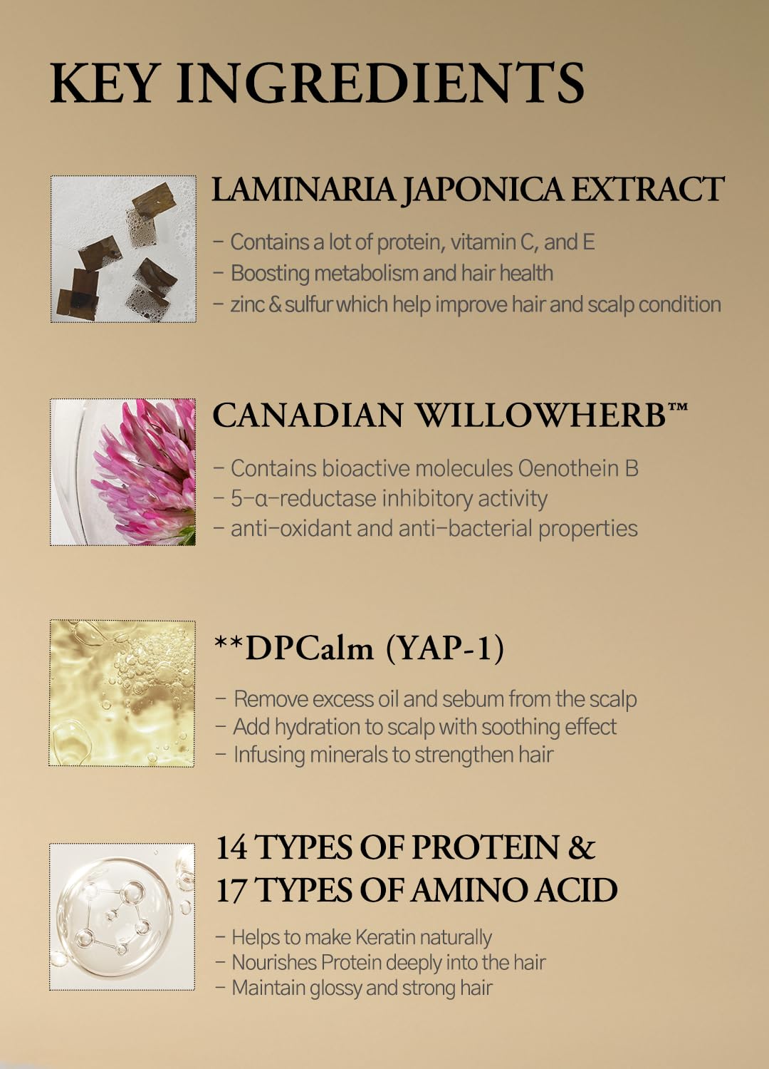 Hyaluronic acid component suggests scalp hydration and pH balance