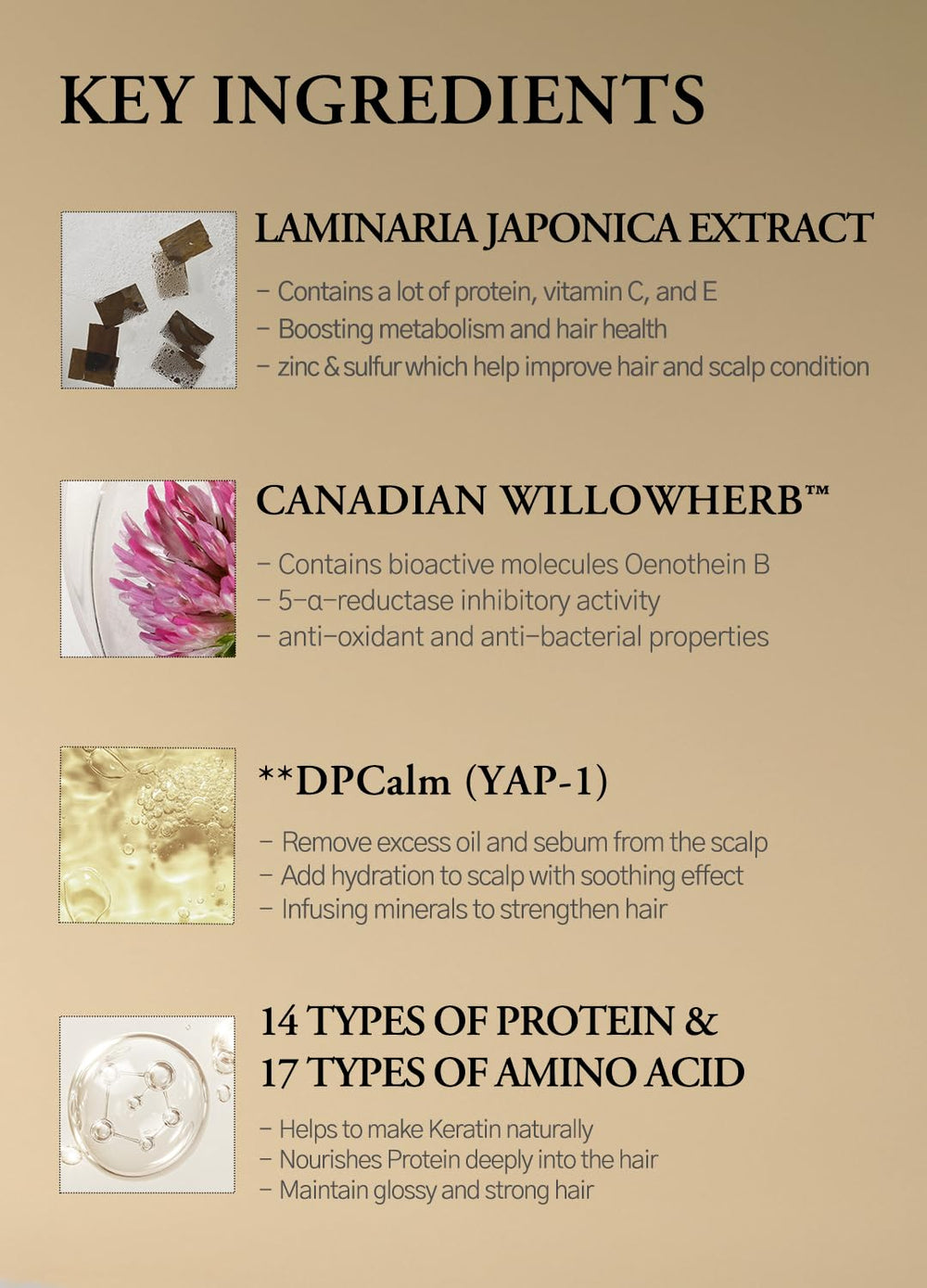 Hyaluronic acid component suggests scalp hydration and pH balance