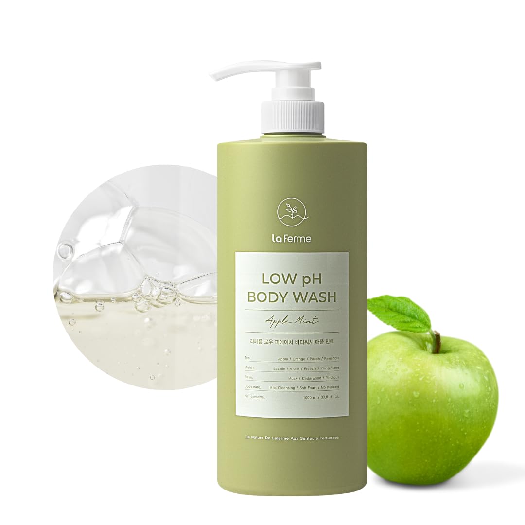 Laferme low pH balance bottle shows gentle daily cleansing.