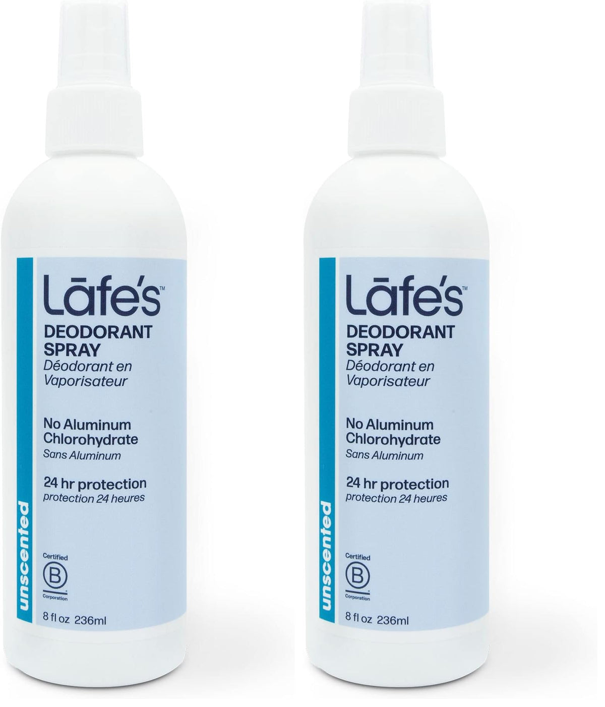 Lafe's natural deodorant 8oz spray bottle for all-day freshness.