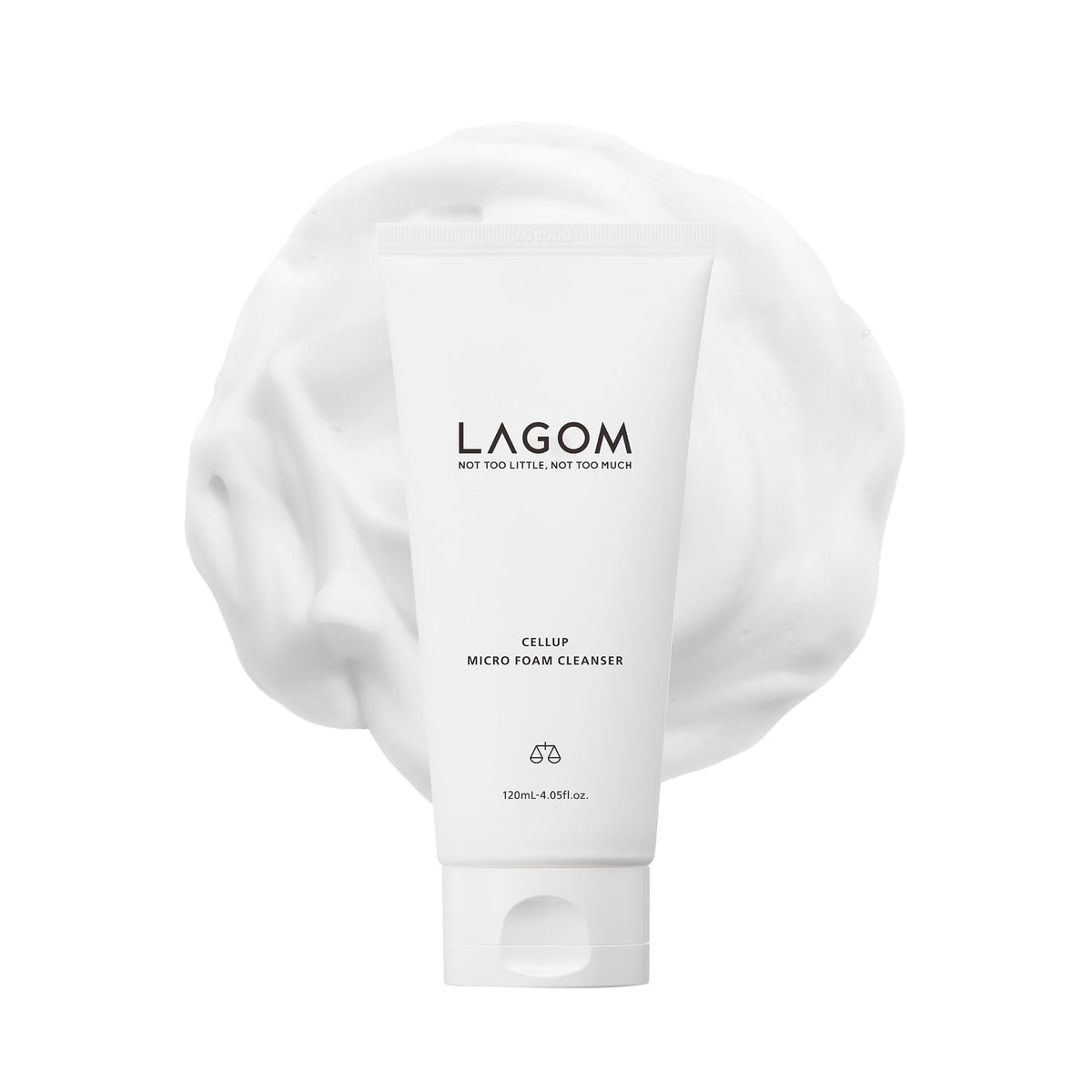 LAGOM Cellup bottle front for daily cleansing with hydrating micro bubble formula.