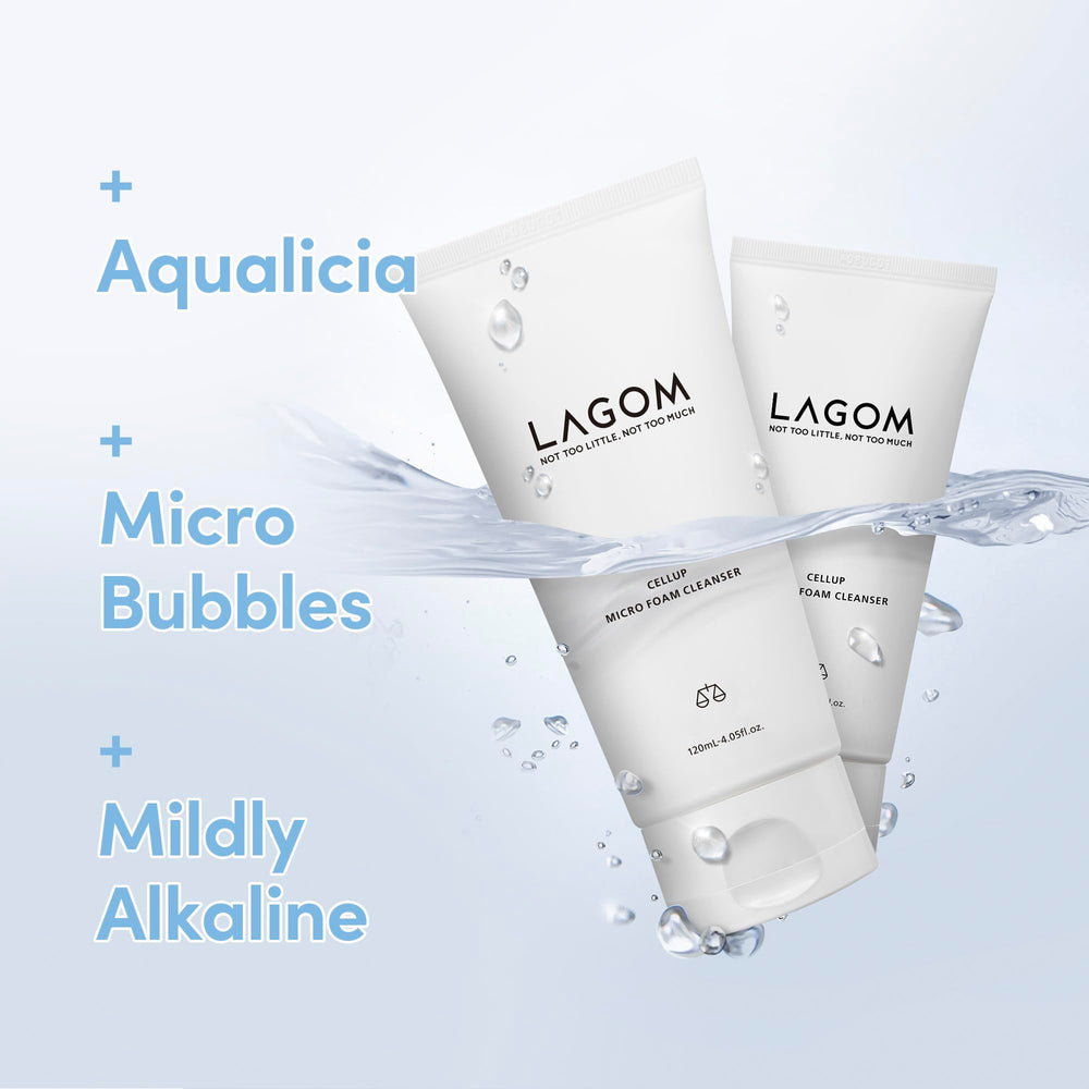 LAGOM Cellup foam closeup highlights dense micro bubbles for makeup removal.