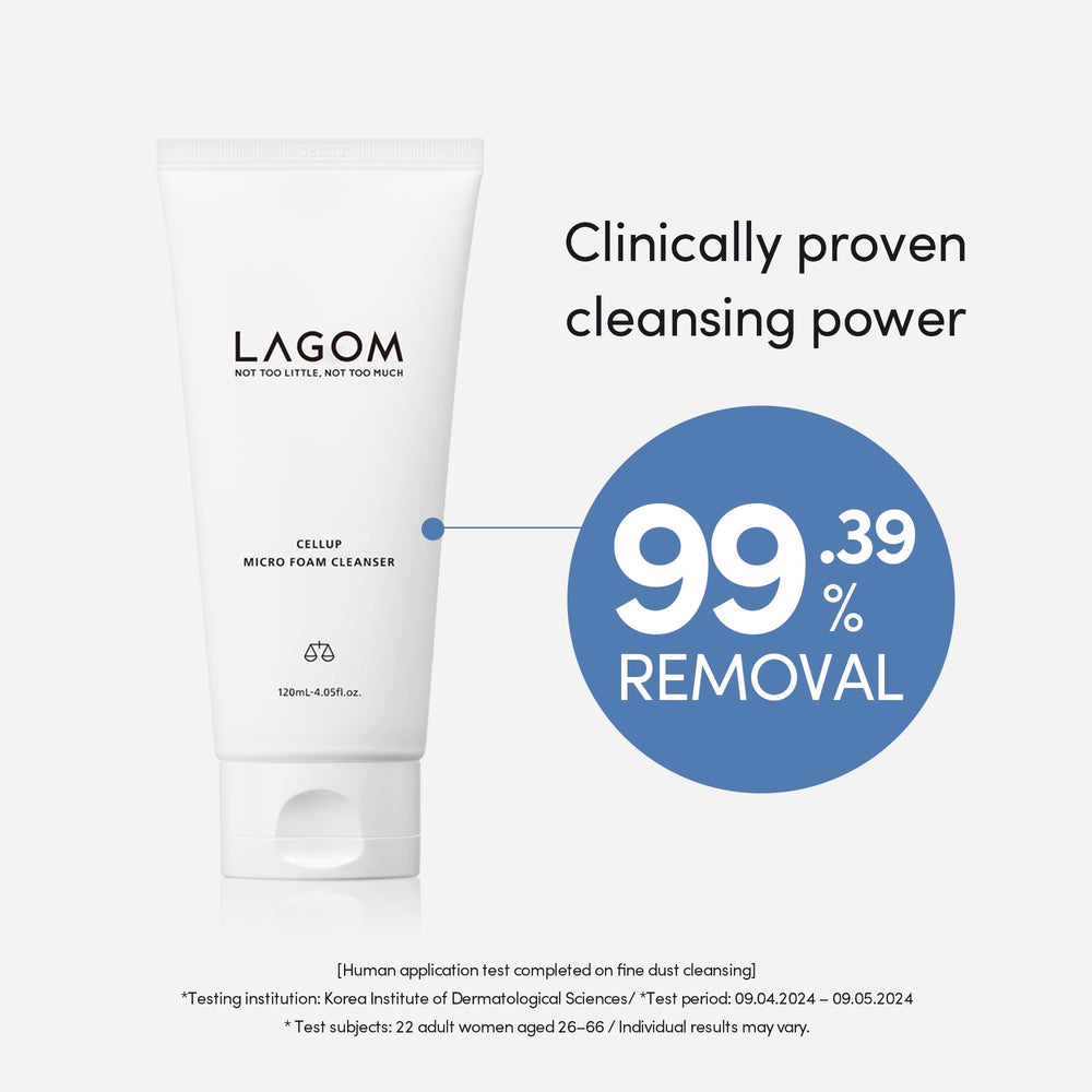 LAGOM Cellup foamy lather in hand demonstrates gentle cleansing action.